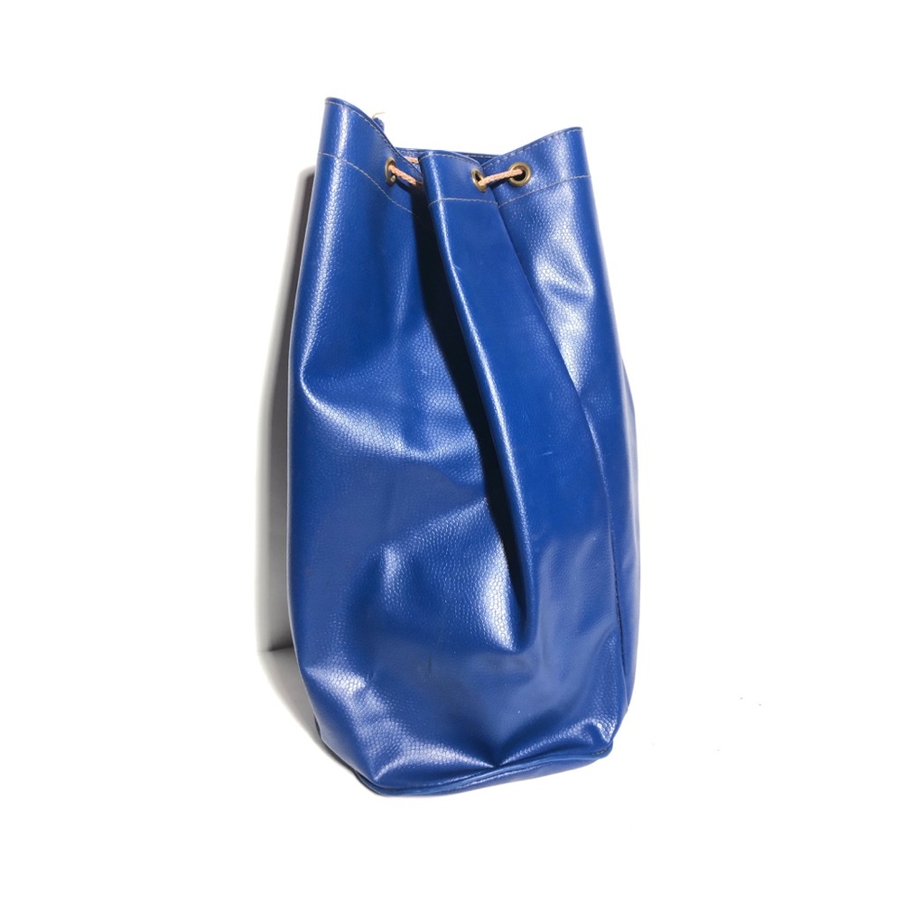 Vintage Blue Vinyl Tie Bucket Bag